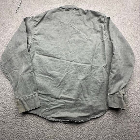 Vintage 70s Sager Glove Flame Resistant Canvas Work Shirt Mens Large Long Sleeve - Picture 12 of 14
